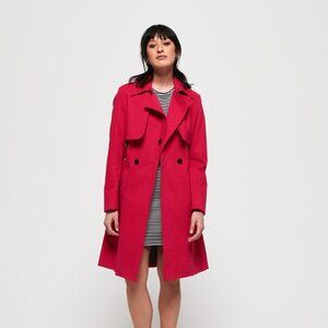 Superdry Sirena Red Trench Coat (US Size 4/UK Size 8/EU Size 36)